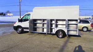 JOMAC all-aluminum service body for the Ford Transit chassis cab